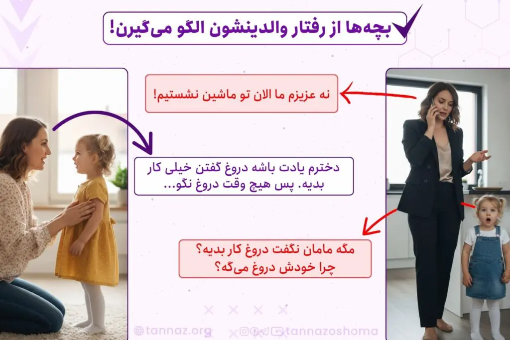دروغ گفتن جلوی بچه ها